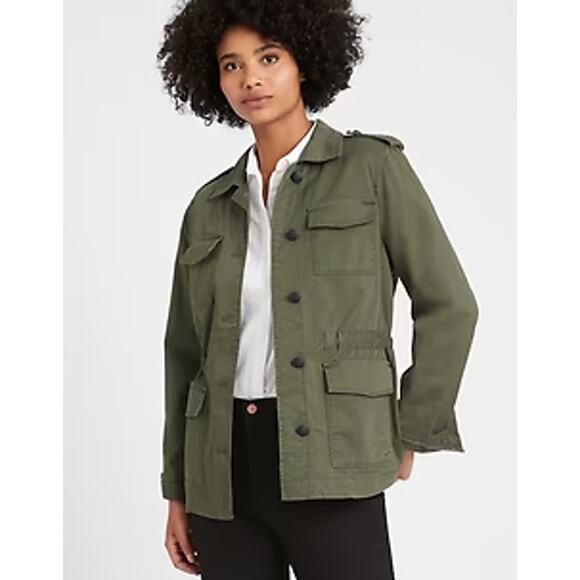 Banana Republic Women's Medium Green Twill Utility Jacket - Picture 2 of 8